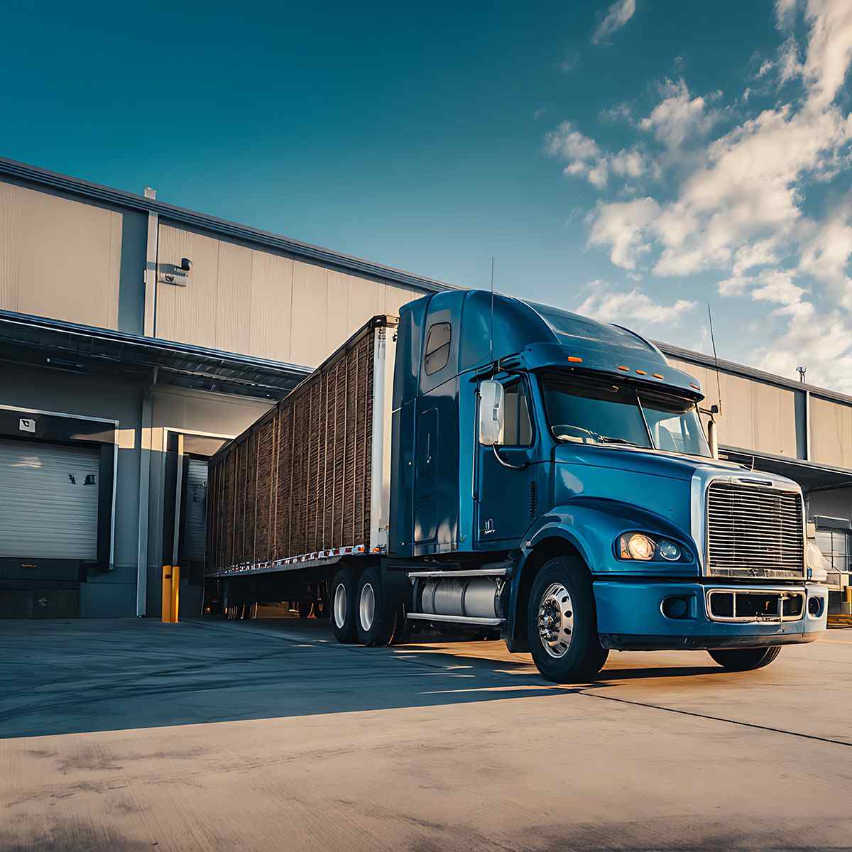 View of a truckload filled with building and construction materials shipment